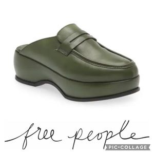 Free People Winston Platform Loafer Mule {Green} 8